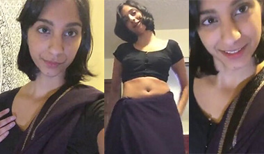 NRI Girl In Black Saree Mastrubating With Dildos MMS Viral
